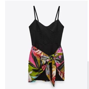 Zara Mini Dress Black and Floral